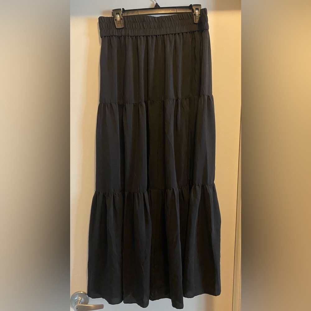 Tiered Black Maxi Skirt